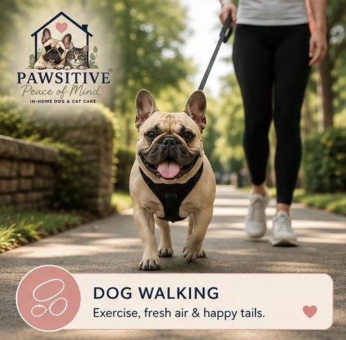 French bulldog on a dog walk